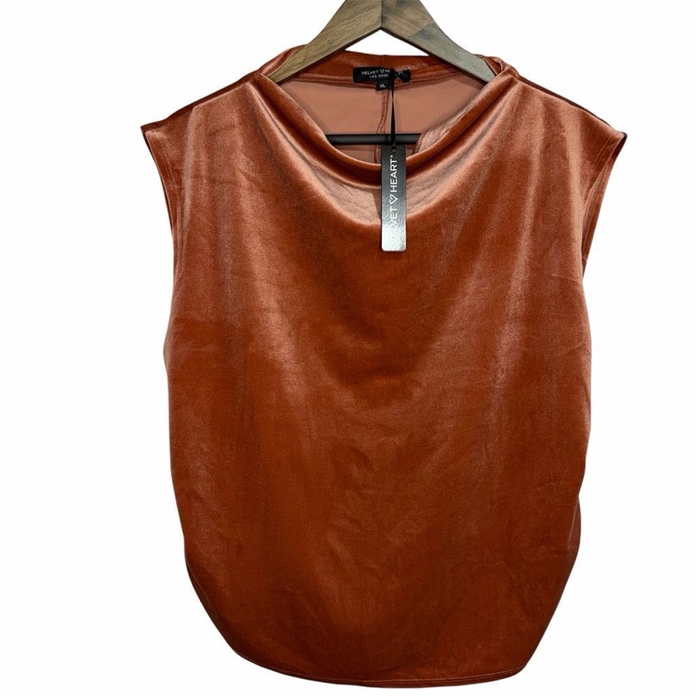NWT Velvet Heart Sleeveless Draped Neck Velvet Top size XL 14-16 Pink Party